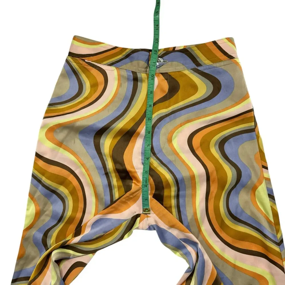URBAN OUTFITTERS Olympia Scarf Pant Swirl Wide Leg Sz Small Orange Brown Yellow - Picture 6 of 9